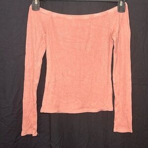 Pink Long Sleeve Off-the-Shoulder Top- Small